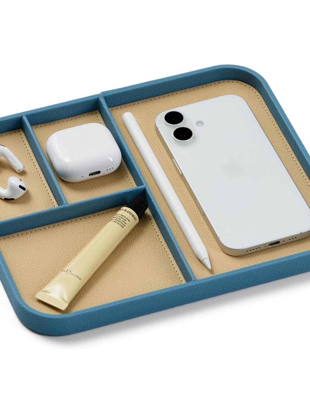 Nordik Leather Valet Tray - Medium EDC Tray - Nordik Blue 9.5 x 7.9 in